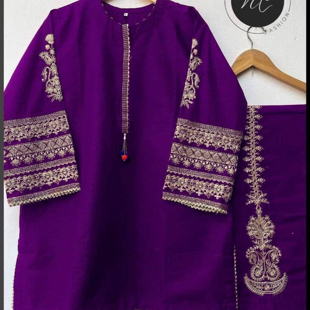 Purple Embroidered Kurta Set